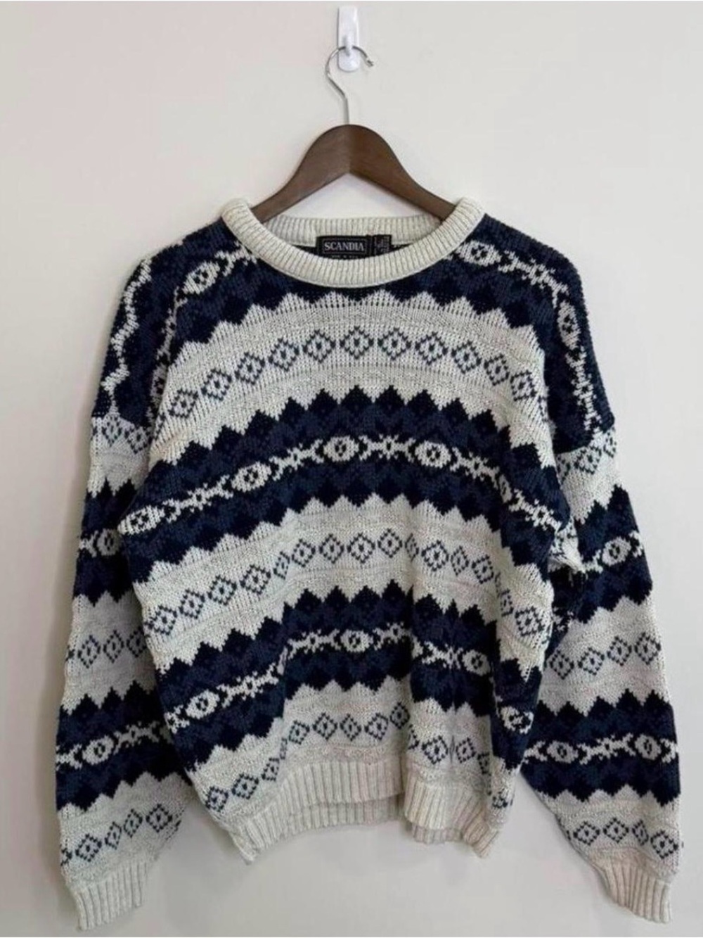 Vintage USA Made Nordic Knit Sweater Womens Oversized Cottagecore Granola Girl
